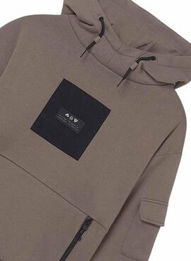 Sweat à capuche Mayoral marron contrasté pour garçon