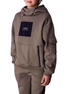 Sweat à capuche Mayoral marron contrasté pour garçon