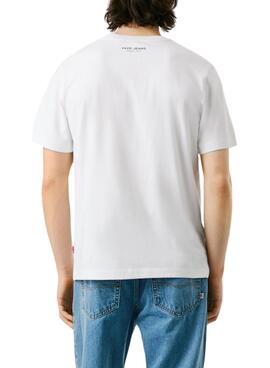 T-shirt Pepe Jeans Maverick blanc pour homme.