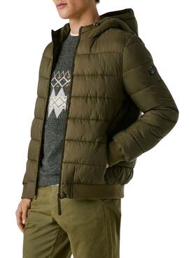 Veste matelassée à capuche verte Pepe Jeans pour homme