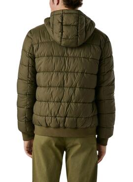 Veste matelassée à capuche verte Pepe Jeans pour homme