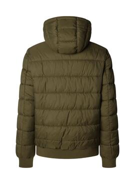 Veste matelassée à capuche verte Pepe Jeans pour homme