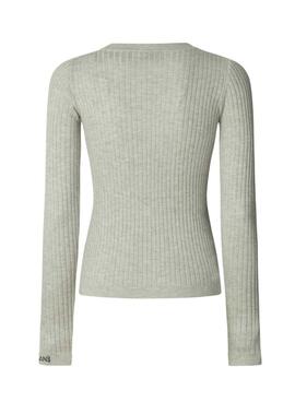 Maillot Pepe Jeans Carla côtelé gris pour femme