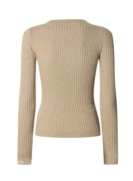 Maillot Pepe Jeans Carla côtelé beige pour femme