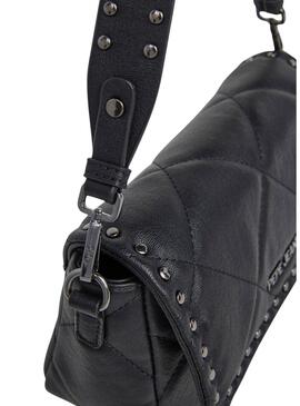 Sac Pepe Jeans Gemma matelassé noir avec clous pour femme