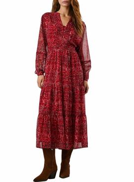 Robe longue Pepe Jeans Miley imprimée paisley rouge pour femme