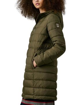 Doudoune Pepe Jeans Sally longue verte pour femmes