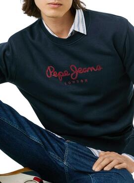 Sweatshirt Pepe Jeans Macbeth logo col rond marine pour homme