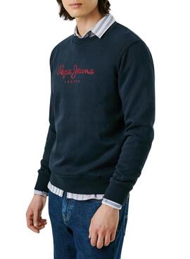 Sweatshirt Pepe Jeans Macbeth logo col rond marine pour homme