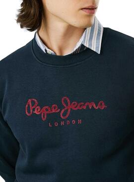 Sweatshirt Pepe Jeans Macbeth logo col rond marine pour homme