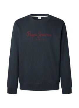 Sweatshirt Pepe Jeans Macbeth logo col rond marine pour homme