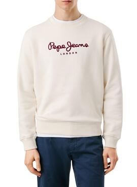 Sweat-shirt Pepe Jeans Plain Crew beige pour homme.