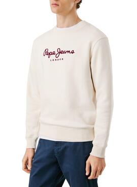 Sweat-shirt Pepe Jeans Plain Crew beige pour homme.