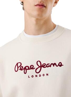 Sweat-shirt Pepe Jeans Plain Crew beige pour homme.