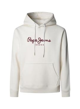 Sweat à capuche Pepe Jeans Macbeth beige avec logo pour homme.