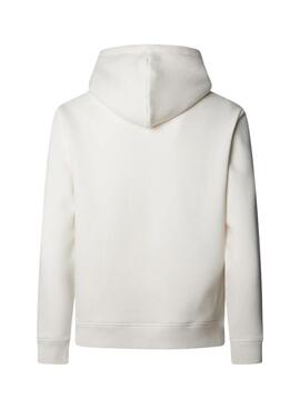 Sweat à capuche Pepe Jeans Macbeth beige avec logo pour homme.