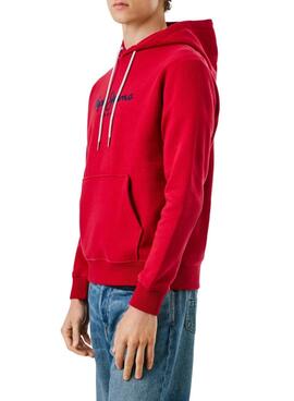 Sweat à capuche Pepe Jeans Macbeth avec logo rouge pour homme.