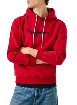 Sweat à capuche Pepe Jeans Macbeth avec logo rouge pour homme.