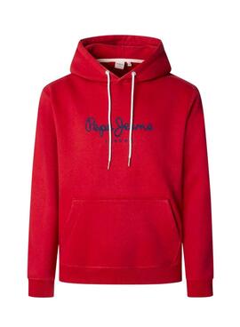 Sweat à capuche Pepe Jeans Macbeth avec logo rouge pour homme.