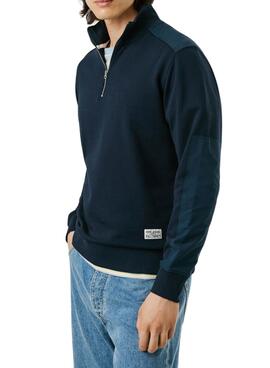 Sweatshirt Pepe Jeans Mercuit marine à demi-zip pour homme