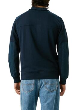 Sweatshirt Pepe Jeans Mercuit marine à demi-zip pour homme