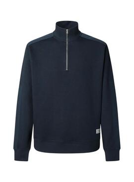 Sweatshirt Pepe Jeans Mercuit marine à demi-zip pour homme