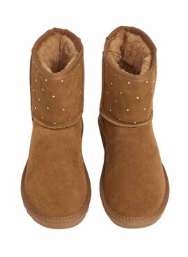 Bottines Pepe Jeans Diss West en daim avec clous couleur chameau pour femme