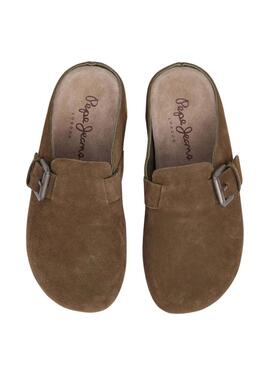 Sabots Pepe Jeans Corby en daim vert pour femme