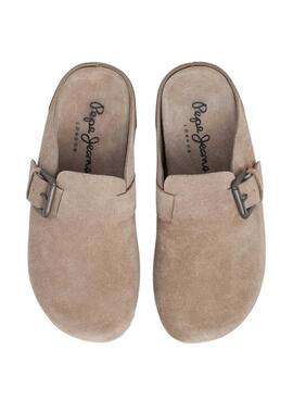 Sabots Pepe Jeans Corby en daim beige pour femme