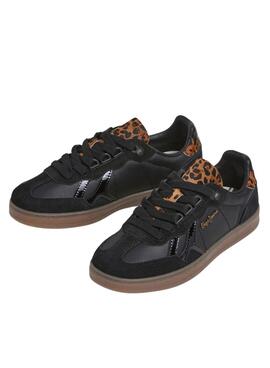 Chaussures Pepe Jeans Ball noir avec des détails léopard pour femme