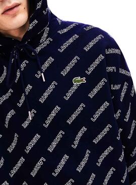 Sweat Lacoste Live Signature Marine Pour Homme