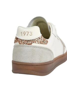 Sneakers Pepe Jeans Ball Basic blanc pailleté pour femme