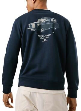 Sweatshirt Pepe Jeans Tacky dos dos imprimé marine pour homme