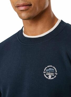 Sweatshirt Pepe Jeans Tacky dos dos imprimé marine pour homme