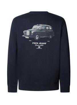 Sweatshirt Pepe Jeans Tacky dos dos imprimé marine pour homme
