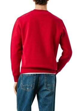 Sweatshirt Pepe Jeans Macbeth logo col rond rouge pour homme