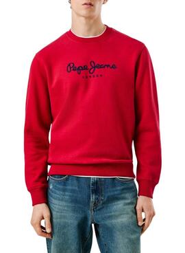 Sweatshirt Pepe Jeans Macbeth logo col rond rouge pour homme