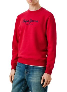 Sweatshirt Pepe Jeans Macbeth logo col rond rouge pour homme