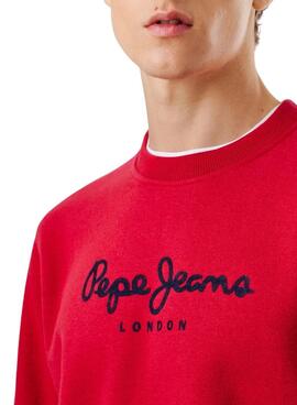Sweatshirt Pepe Jeans Macbeth logo col rond rouge pour homme