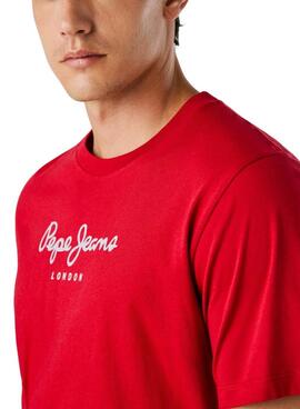T-shirt Pepe Jeans Eggo rouge logo pour homme.