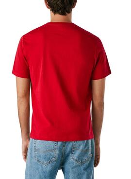 T-shirt Pepe Jeans Eggo rouge logo pour homme.