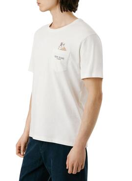 T-shirt Pepe Jeans Thansen blanc pour homme