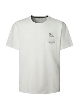 T-shirt Pepe Jeans Thansen blanc pour homme