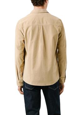 Chemise en velours côtelé beige pour homme Pepe Jeans Clayton