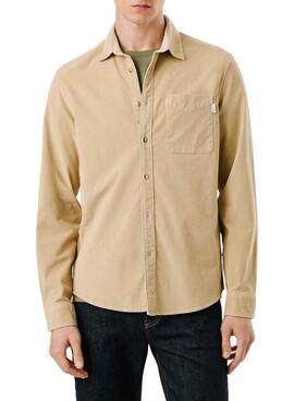 Chemise en velours côtelé beige pour homme Pepe Jeans Clayton