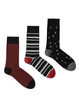 Paquet de 3 paires de chaussettes Pepe Jeans Xmas Tree noir pour hommes