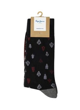 Paquet de 3 paires de chaussettes Pepe Jeans Xmas Tree noir pour hommes