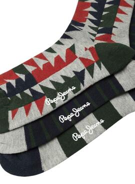 Paquet de 3 paires de chaussettes Pepe Jeans Geo Tree pour homme