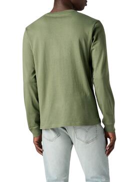 T-shirt Levis Original Housemark vert à manches longues pour homme