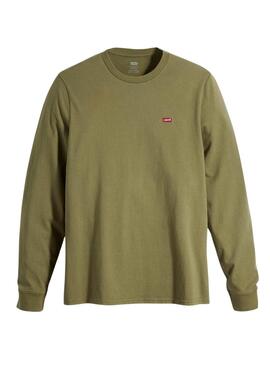 T-shirt Levis Original Housemark vert à manches longues pour homme